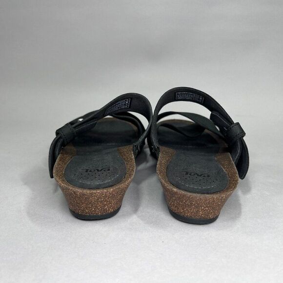 Teva Women's Size 6 Mahonia Black Leather Slide Sandals - Picture 5 of 9